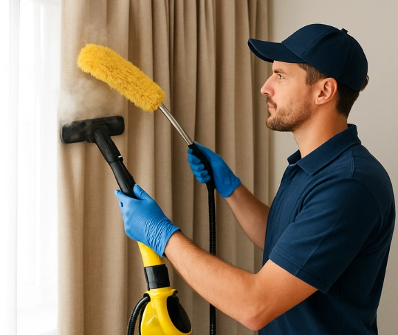 Trusted curtain steam cleaning technician Matty Curtain Cleaning bulimba QLD